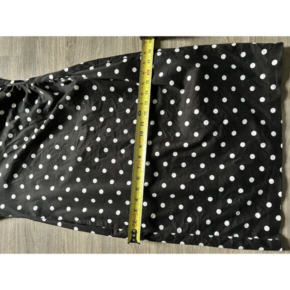 Lauren Ralph Lauren Sheath Dress Black White Polka Dot Ruched Faux Wrap Size 8 - Picture 9 of 9